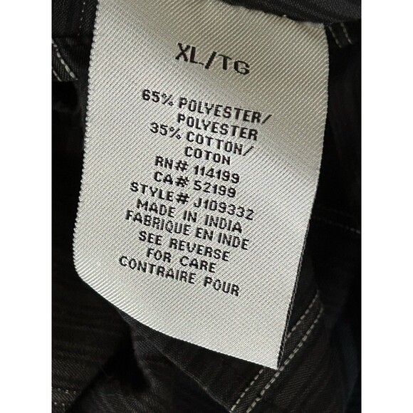 Quiksilver Button Up Black White Pin Stripe Floral Cuff Size XL - Picture 9 of 10